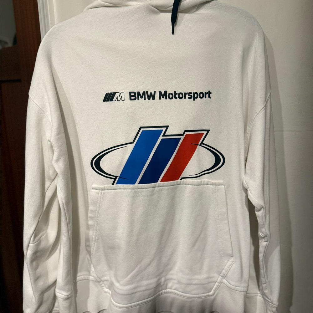 Puma White Hoodie with Blue & Red Motorsport Graphic